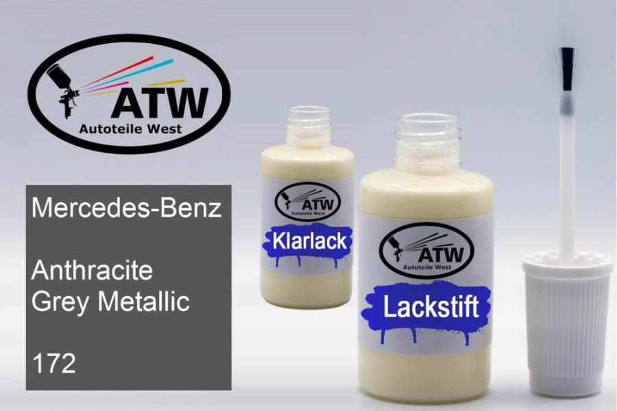 Mercedes-Benz, Anthracite Grey Metallic, 172: 20ml Lackstift + 20ml Klarlack - Set, von ATW Autoteile West.